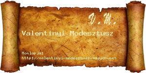 Valentinyi Modesztusz névjegykártya